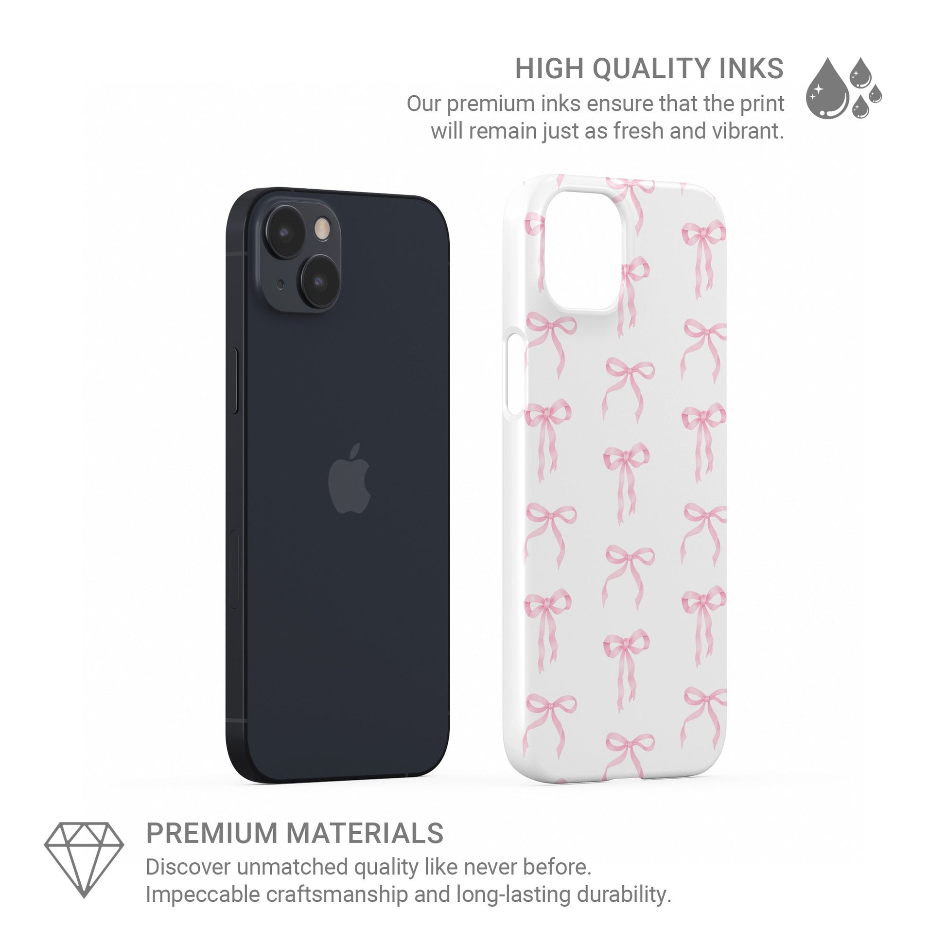 Dual-layer protective phone case with satin bow pattern