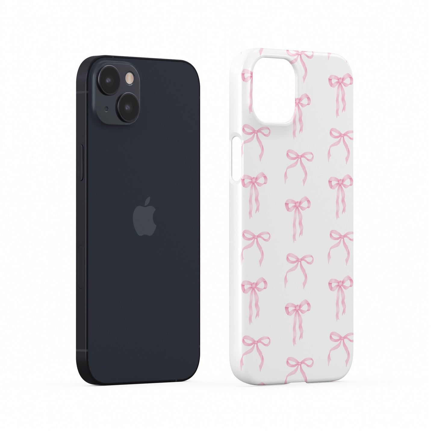 Dual-layer protective phone case with satin bow pattern