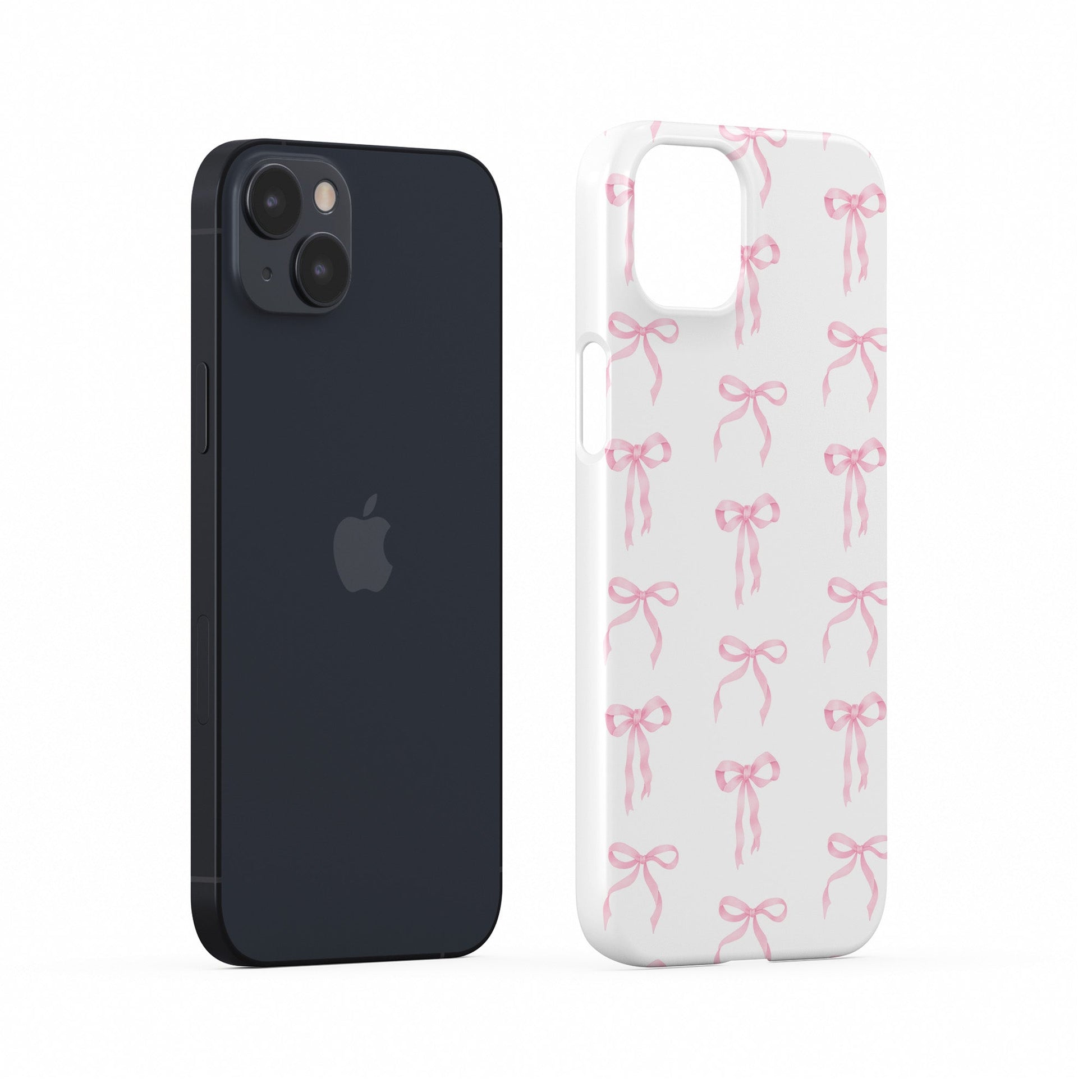 Dual-layer protective phone case with satin bow pattern