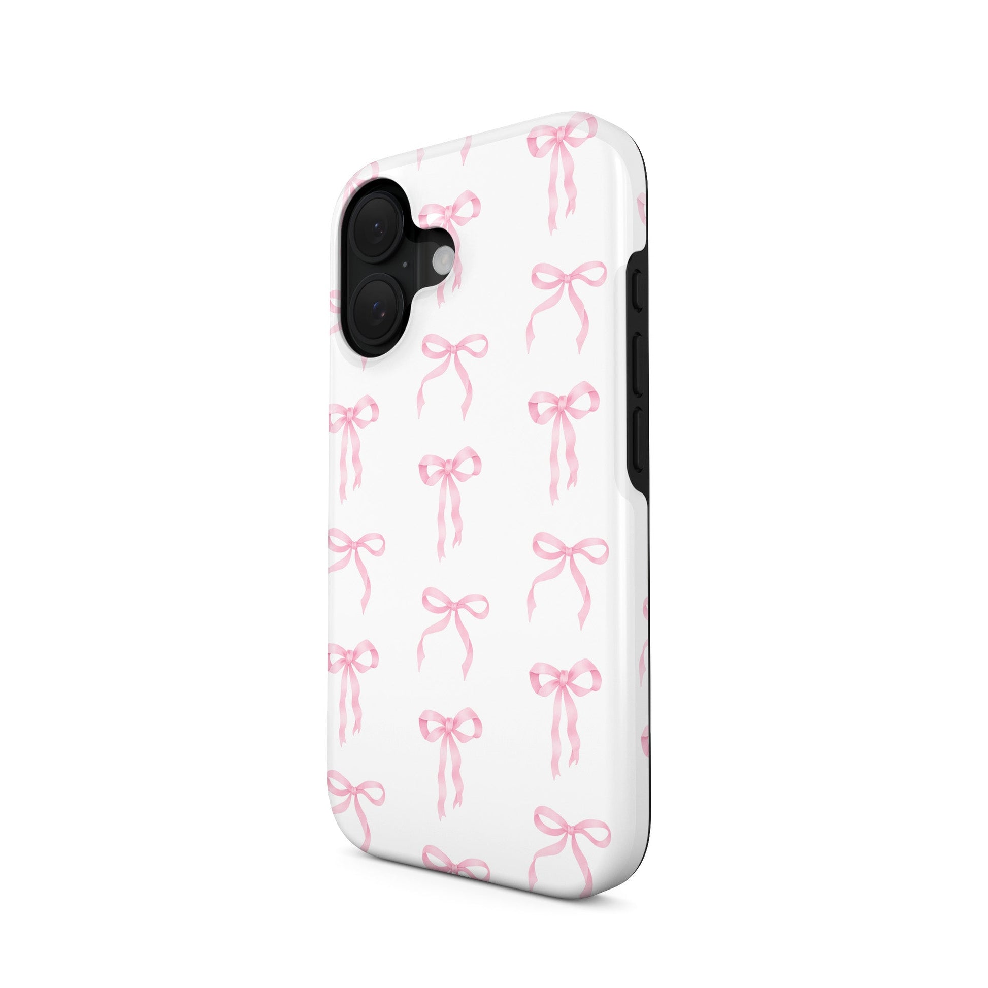 Cute bow tough phone case – feminine pink ribbon design