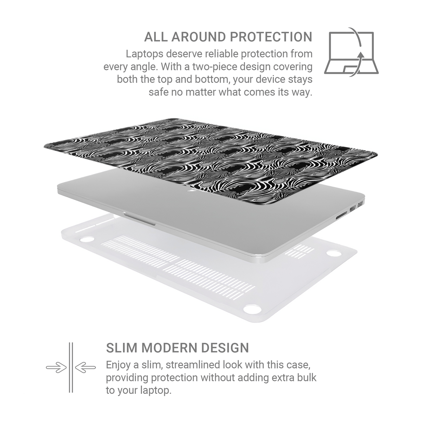 Case and Charm | Zebra Print Savanna Standoff Protective MacBook Case - Tech Accessories