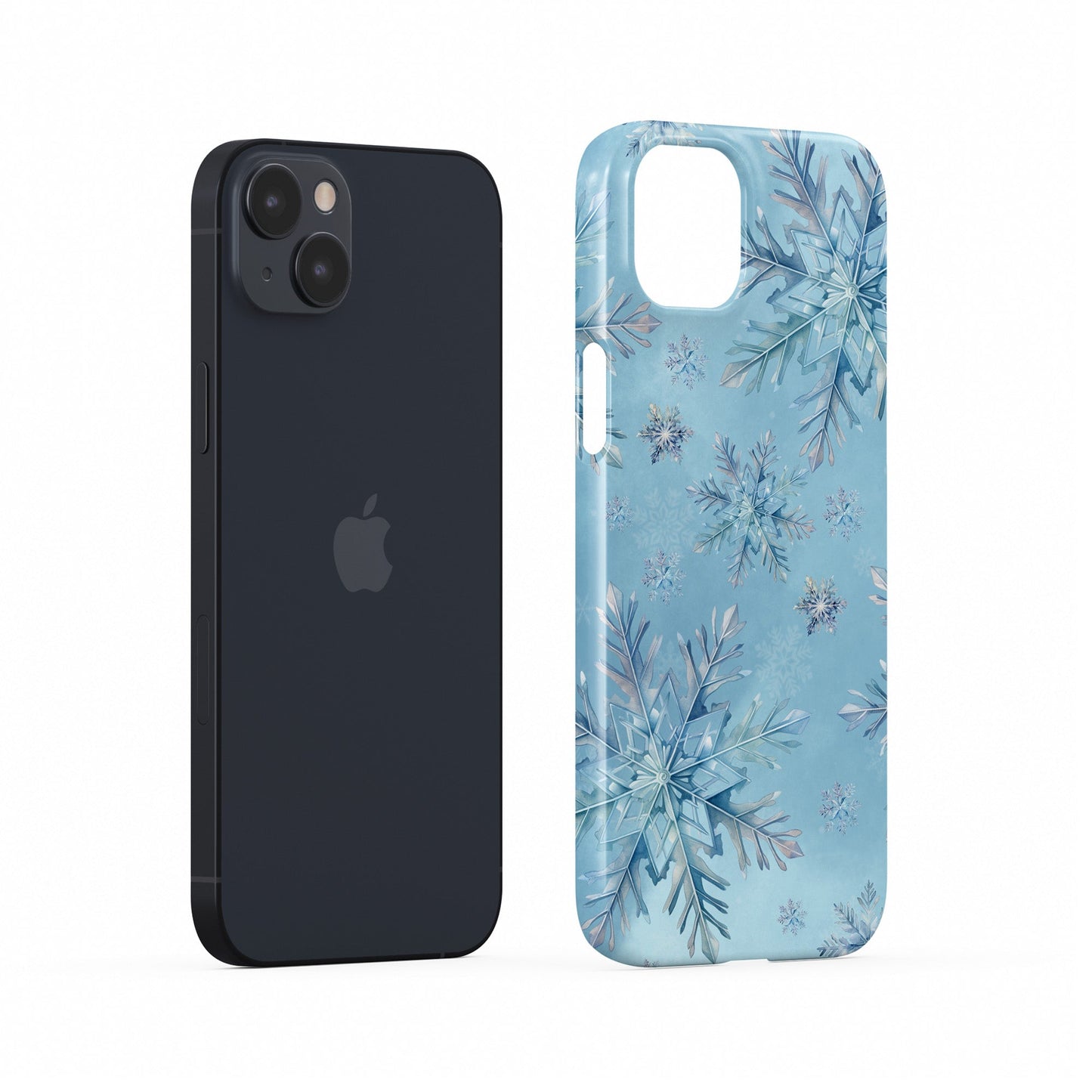 Icy blue snowflakes on a soft pastel winter background, hand-painted watercolour style, Protective Phone Case by Case & Charm Snowflake Waltz design