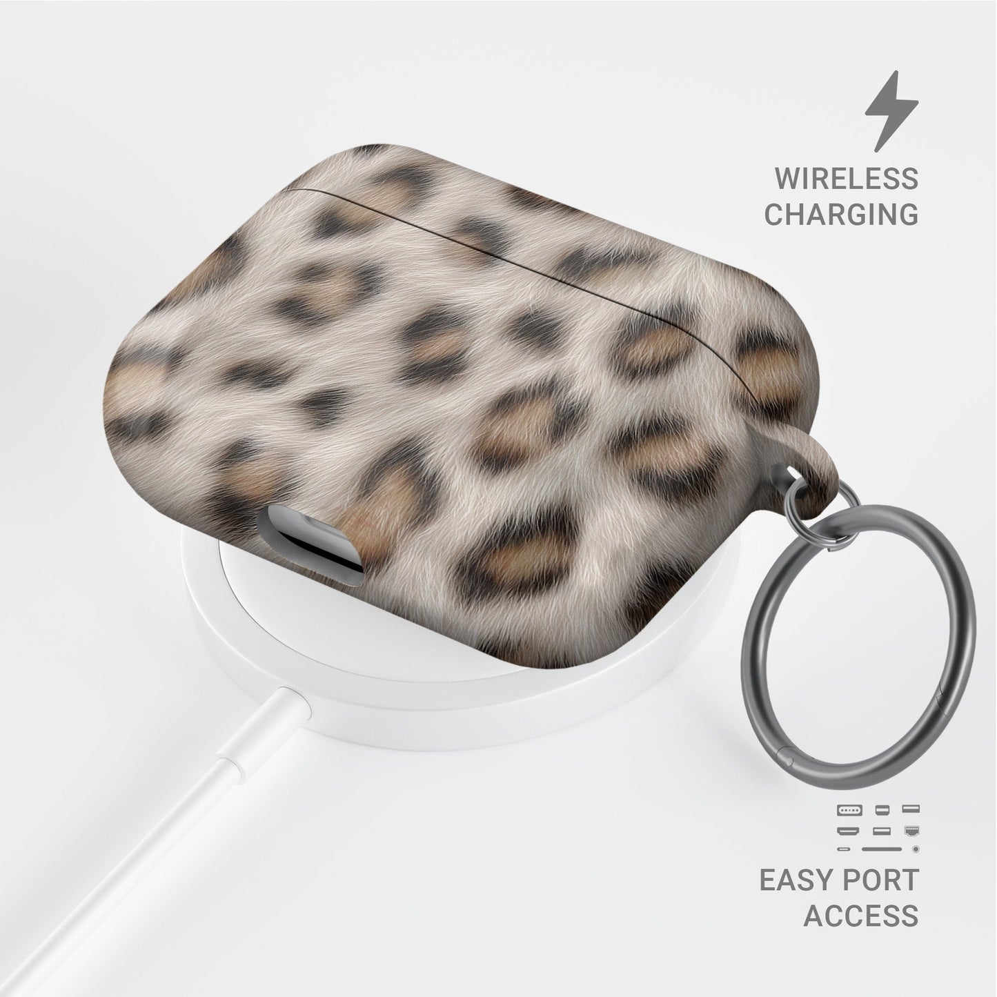 Slim protective AirPods case with non-fade animal print