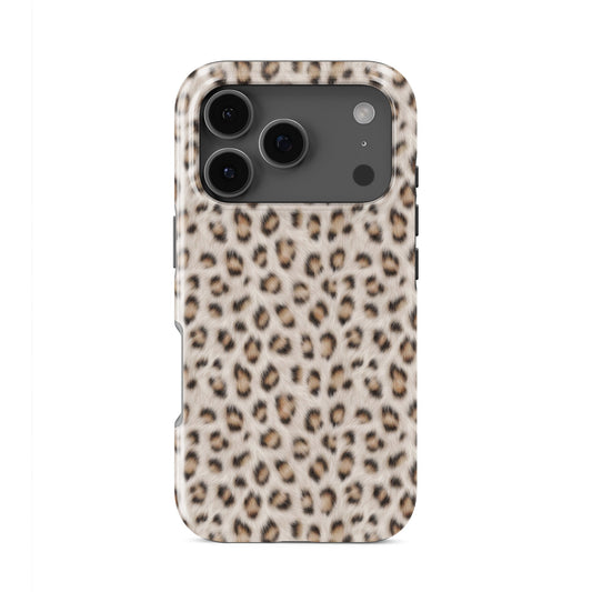 Durable double-layer white leopard print protective phone case