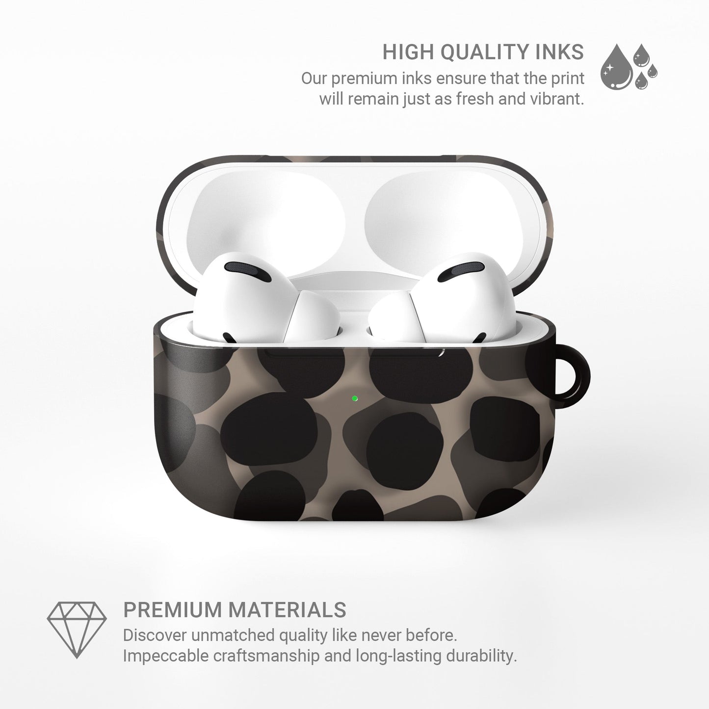 Stone Ash AirPods tough case with grey marble design, dual layer build, and glossy finish for everyday protection.