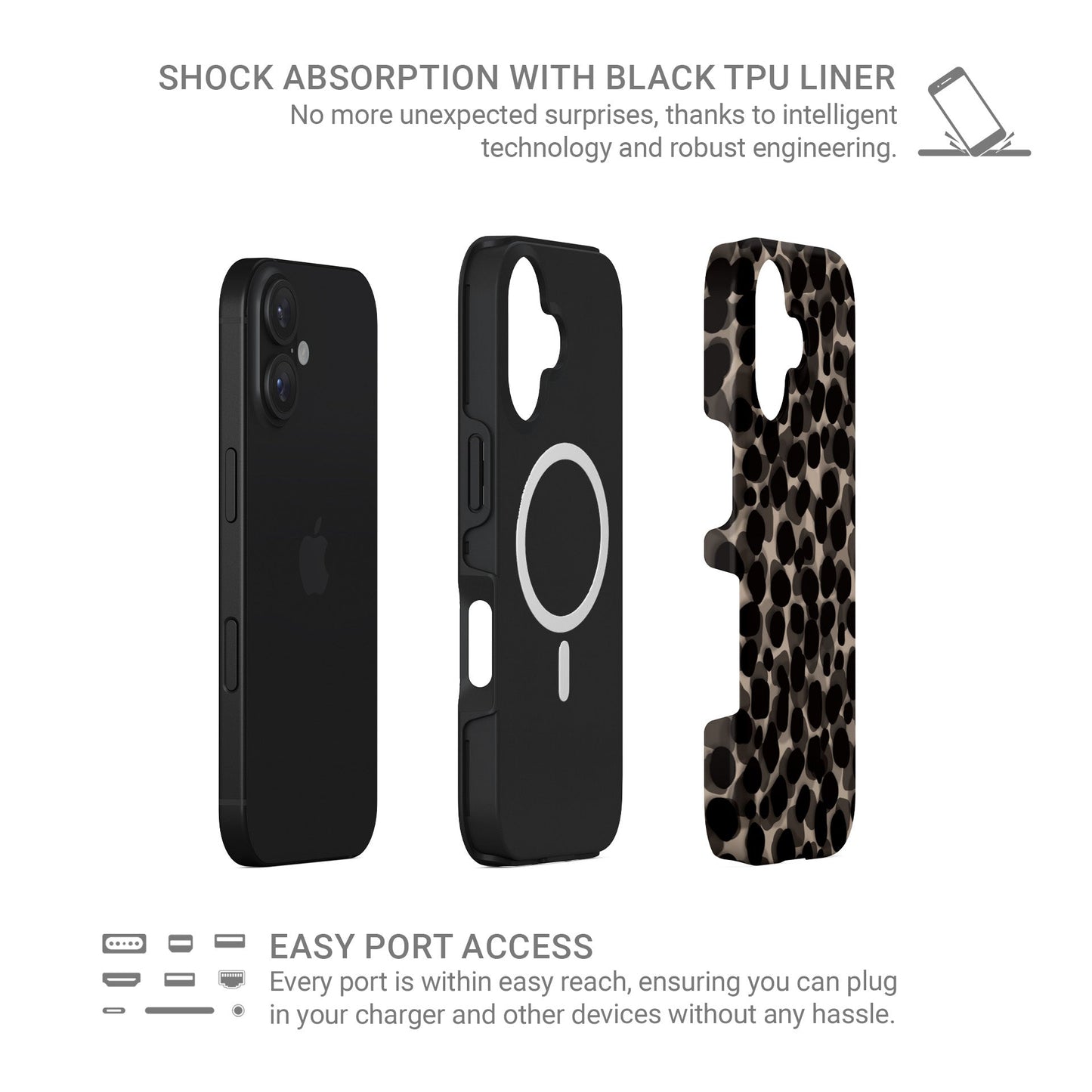 Stone Ash MagSafe tough phone case with grey marble tortoise shell design, dual layer build, and magnetic charging compatibility.