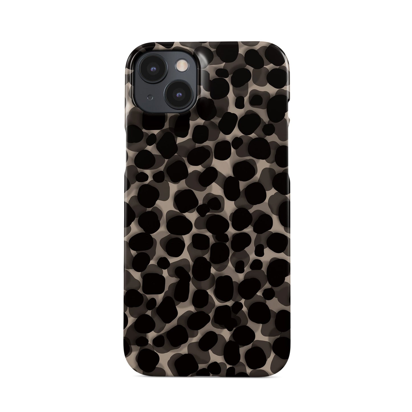 Stone Ash Snap Phone Case in glossy grey and black spotted animal print – Ink and Ember Collection by Case & Charm