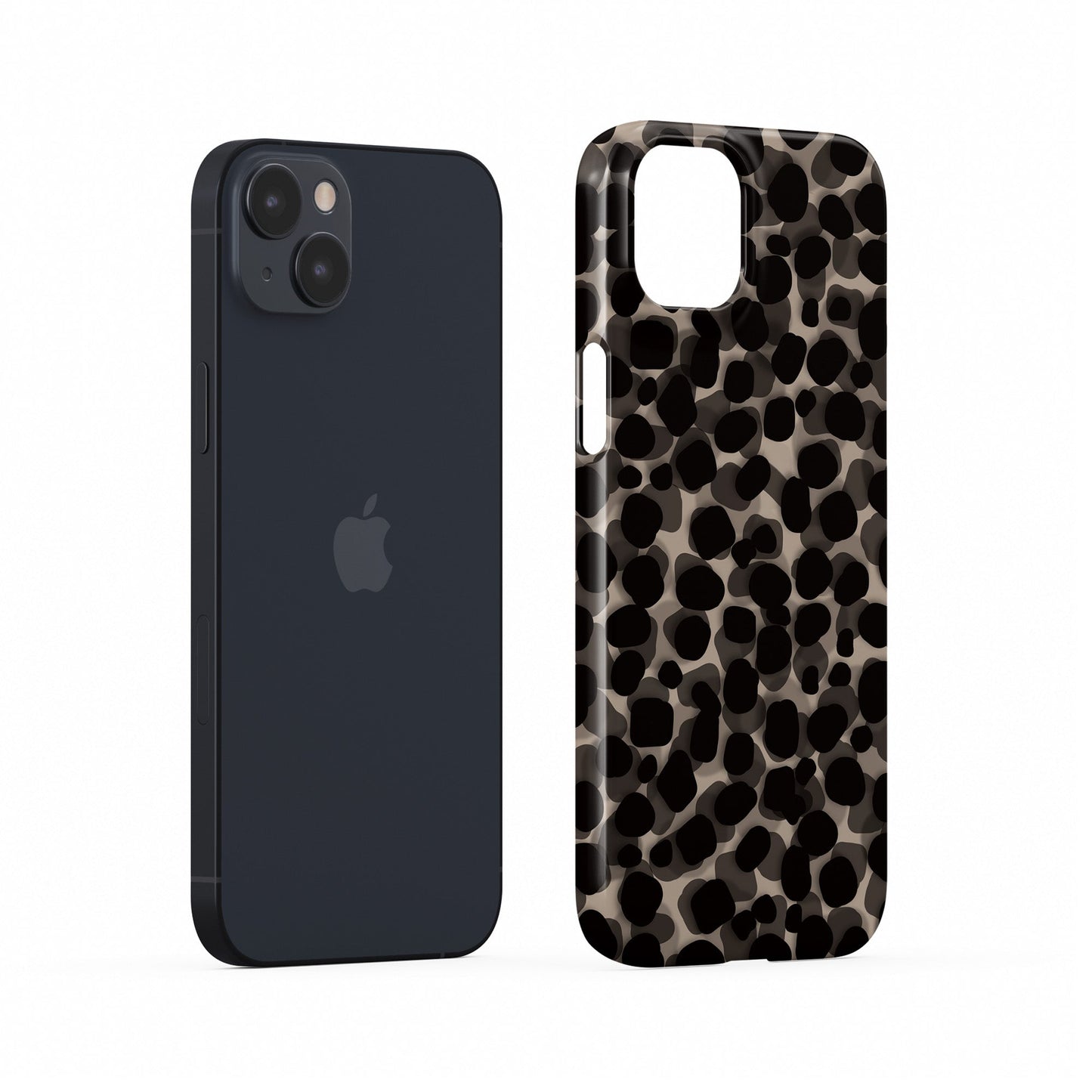 Stone Ash Snap Phone Case in glossy grey and black spotted animal print – Ink and Ember Collection by Case & Charm