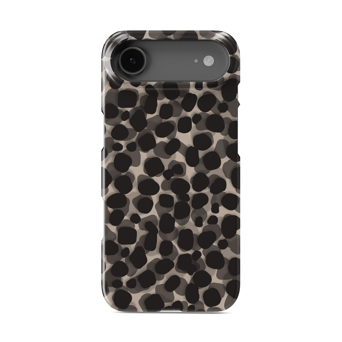 Stone Ash Snap Phone Case in glossy grey and black spotted animal print – Ink and Ember Collection by Case & Charm