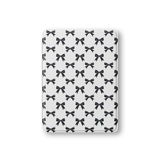 Twilight Confetti iPad Case with black bow design on white background – slim, protective, coquette style tablet cover with Apple Pencil slot.