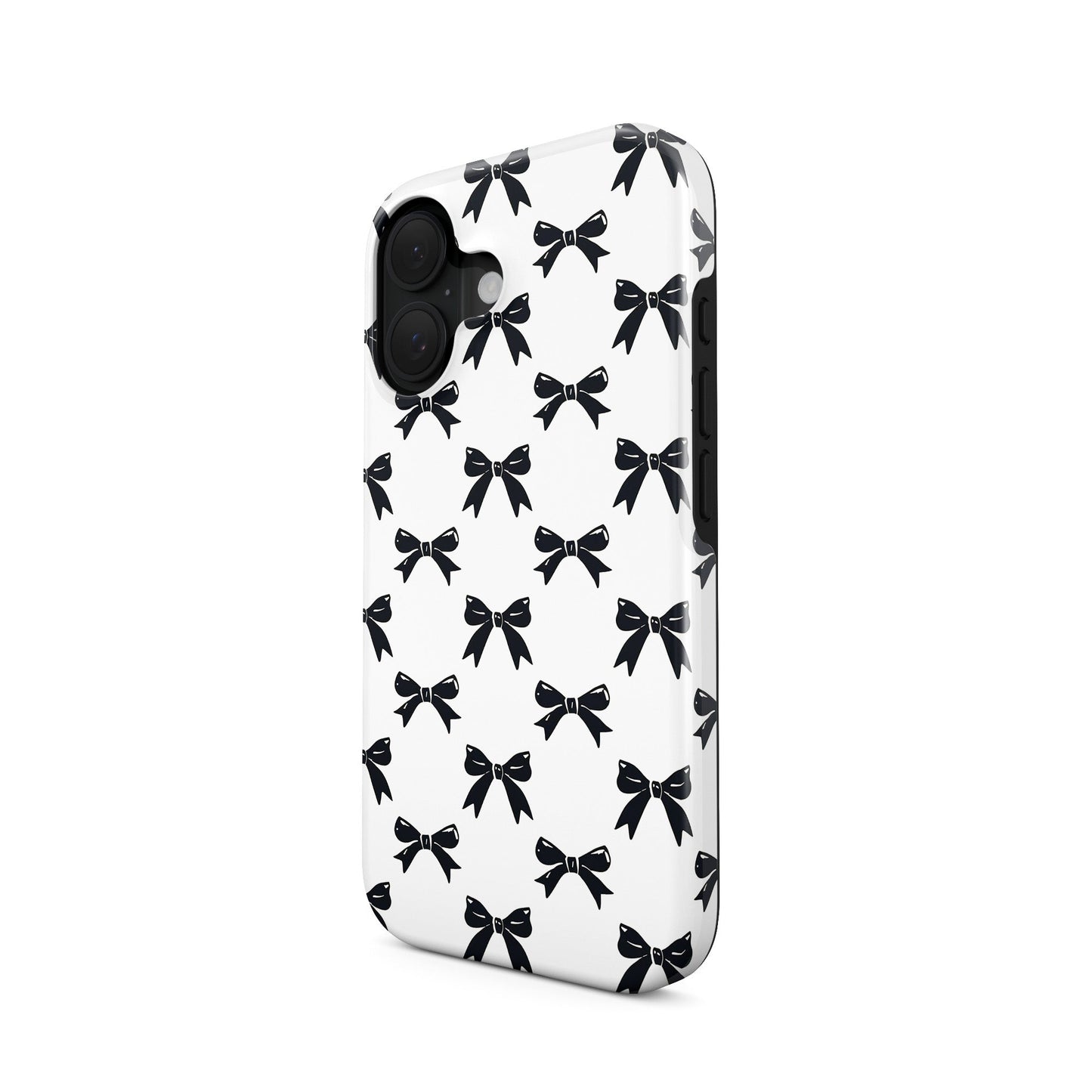 MagSafe Tough Phone Case with black bows on white background