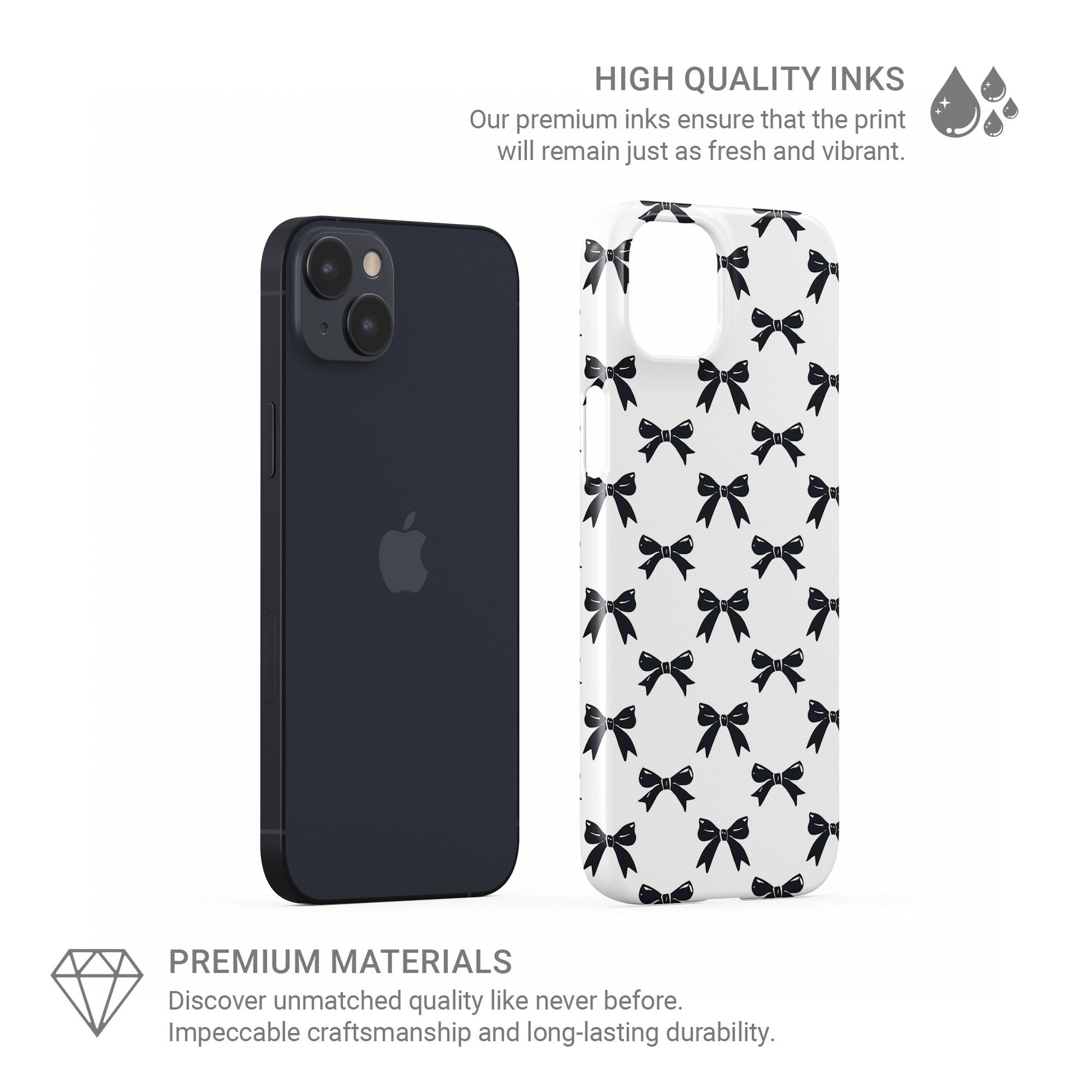 Stylish protective Snap case featuring black bow design