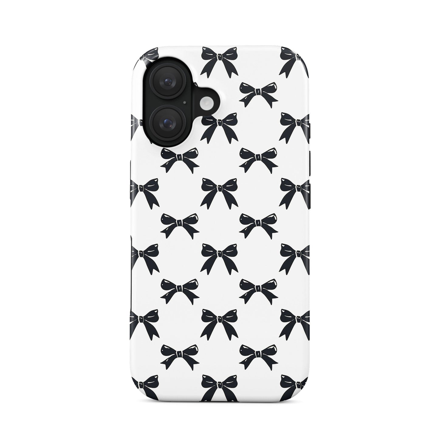 Monochrome bow tough phone case – chic black and white design