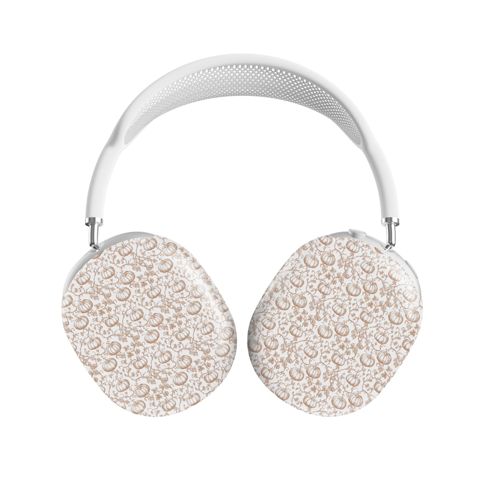 Protective AirPods Max cover in autumn pumpkin sketch pattern