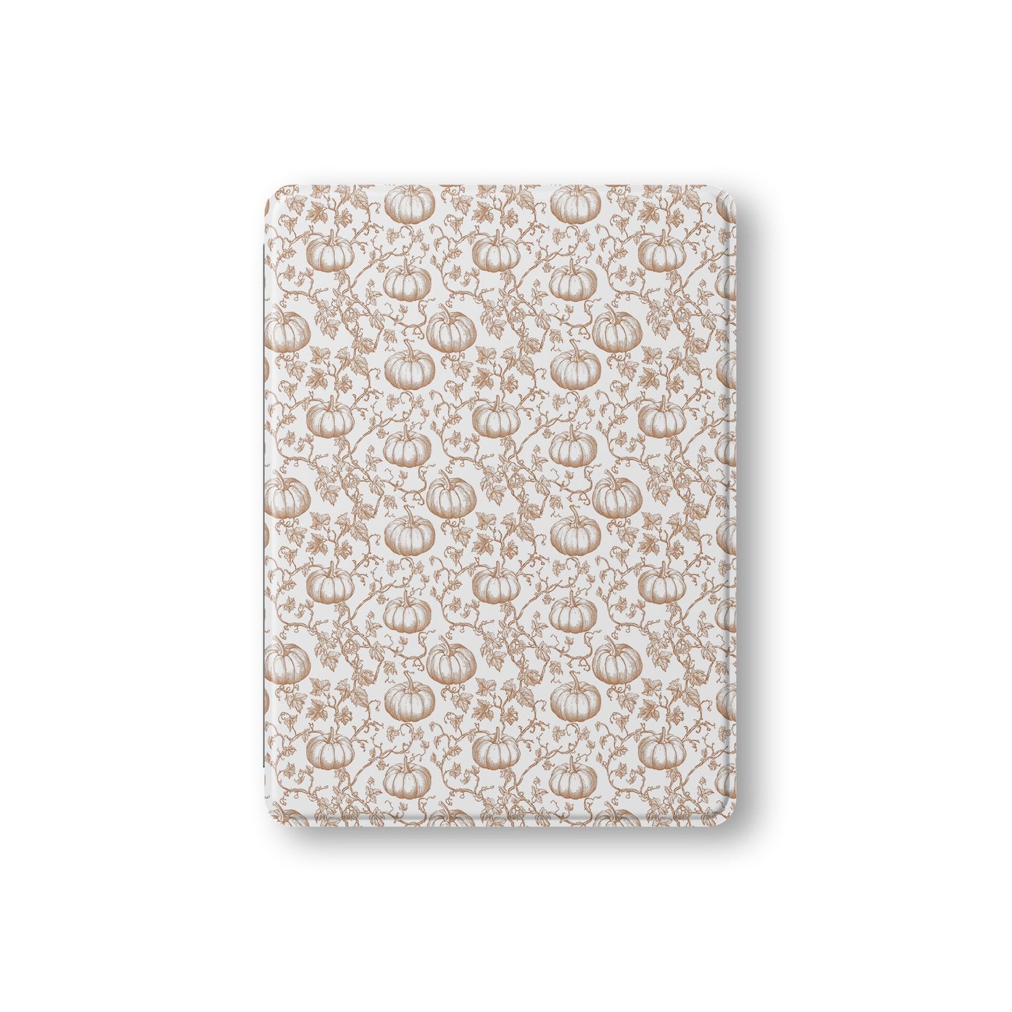 Durable iPad case with seasonal pumpkin vine pattern and pencil holder