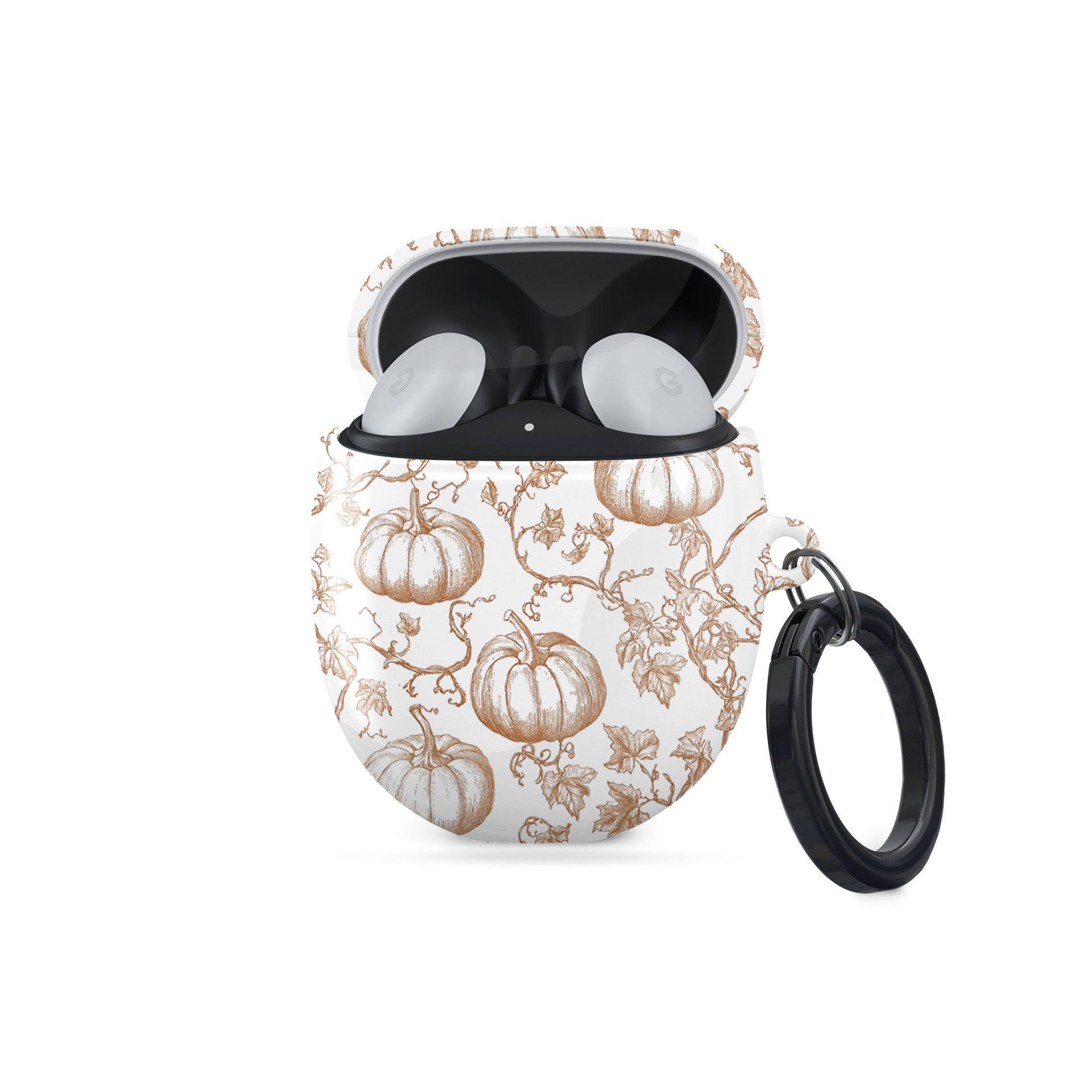 Shockproof Pixel Buds case with vintage fall pumpkin pattern