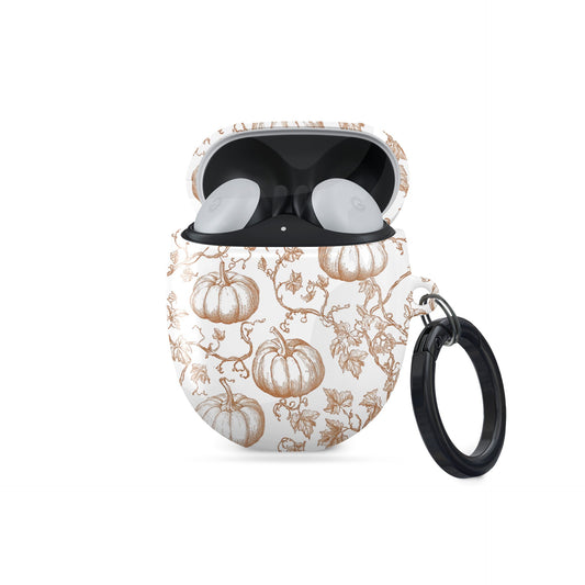 Shockproof Pixel Buds case with vintage fall pumpkin pattern
