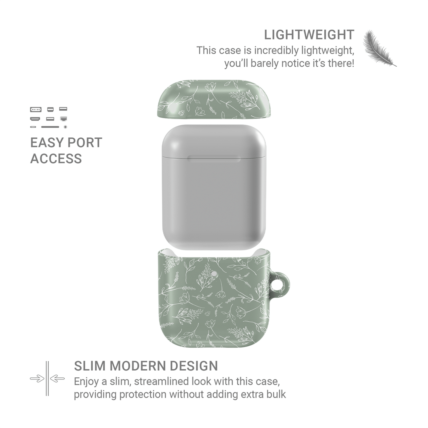 Whispering Greens | Apple AirPods Tough Case - Tech Accessories