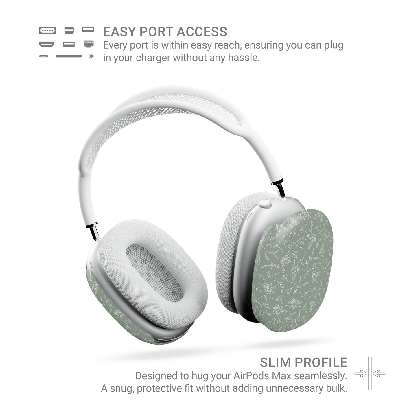 Whispering Greens | Protective Apple AirPods Max Tough Case - Tech Accessories