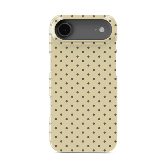 Cocoa Drops Snap Phone Case featuring small, evenly spaced cocoa-brown polka dots on a creamy vanilla background.