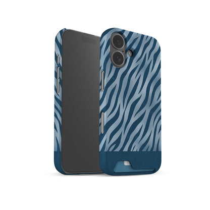 Skylark Canter Card-Holder Case with deep blue zebra stripes on powder blue from the Wild Atelier collection.
