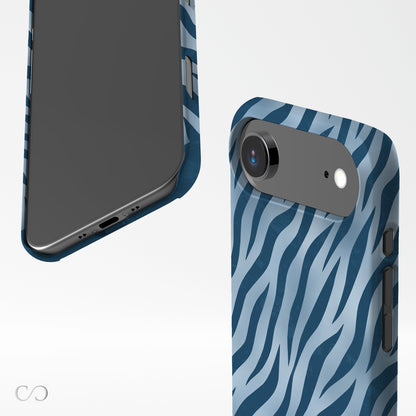 Skylark Canter Card-Holder Case with deep blue zebra stripes on powder blue from the Wild Atelier collection.
