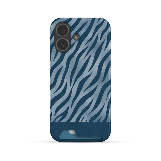 Skylark Canter Card-Holder Case with deep blue zebra stripes on powder blue from the Wild Atelier collection.
