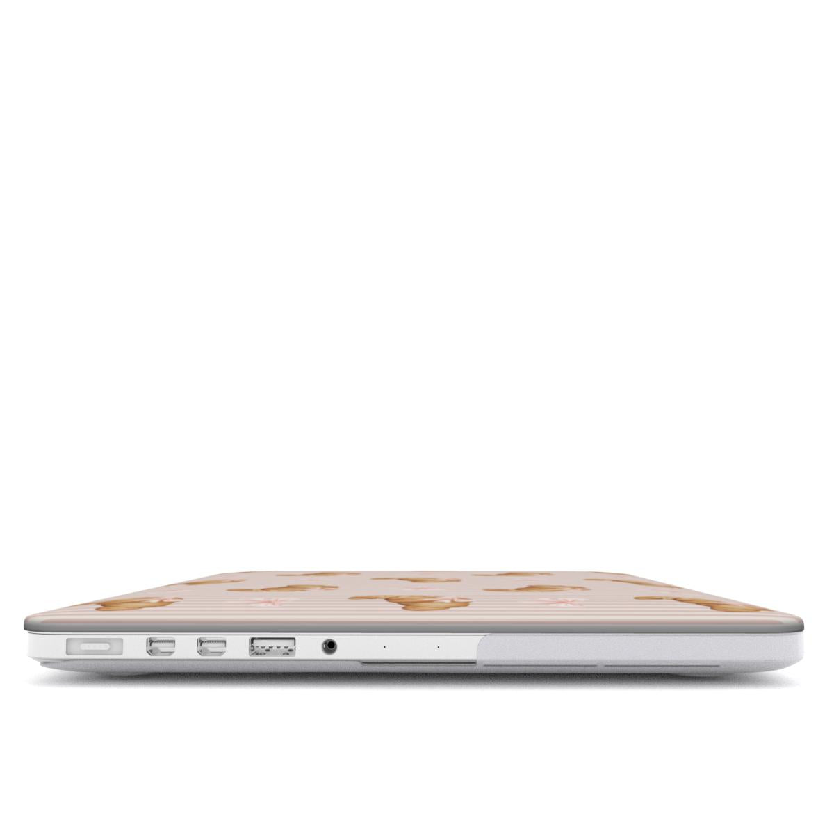 croissant macbook case skin pink striped laptop cover bow aesthetic laptop skin cute pastry macbook cover paris style