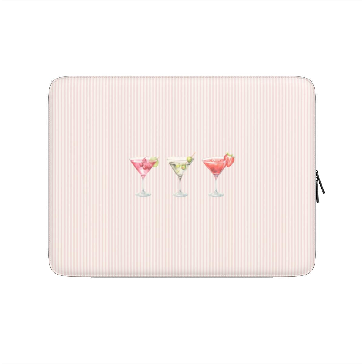 cocktail laptop sleeve pink striped vegan leather laptop case aesthetic laptop sleeve martini drink laptop cover cute girly laptop bag