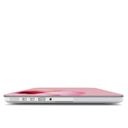 Pink hibiscus MacBook case with soft blush floral print on a slim hard shell Apple MacBook cover by Case & Charm.