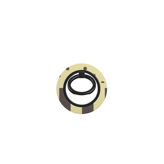 Cocoa Wafer MagSafe Ring Holder featuring small cocoa-brown polka dots above bold vertical cocoa-brown stripes on a creamy vanilla background.