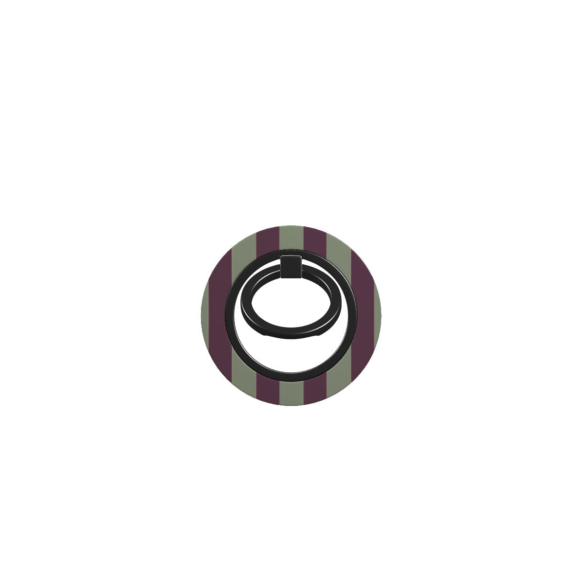 Mulberry Ticking Magnetic Ring Holder with muted plum and sage green stripes in a vintage-inspired heritage pattern.