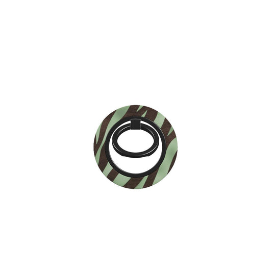 Pistachio Mane Magnetic Ring Holder with chocolate zebra stripes on pistachio green from the Wild Atelier collection.