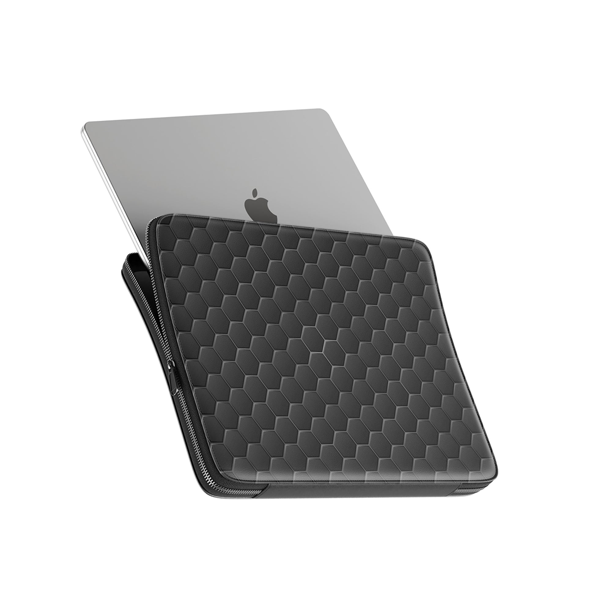 Blackout Circuit MacBook case with matte black honeycomb design on flat surface