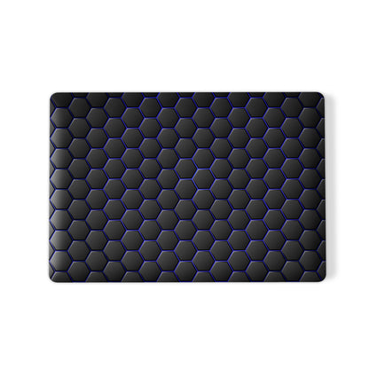 Midnight Voltage laptop case with black hexagon design and blue accents in a slim hard shell finish