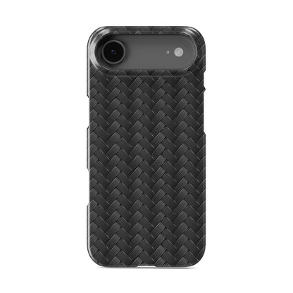 Glossy black chevron woven pattern printed in a carbon-style design on a slim snap phone case