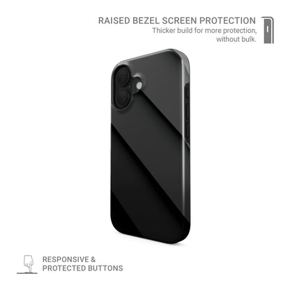 Matte black diagonal panel artwork with layered shadow effect printed on a modern tough phone case.

