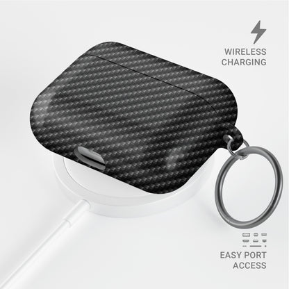 Carbon Nexus AirPods tough case with glossy carbon fibre style print