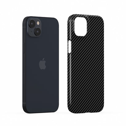 Glossy carbon-style diagonal weave pattern printed on a slim snap phone case in dark grey and black tones.