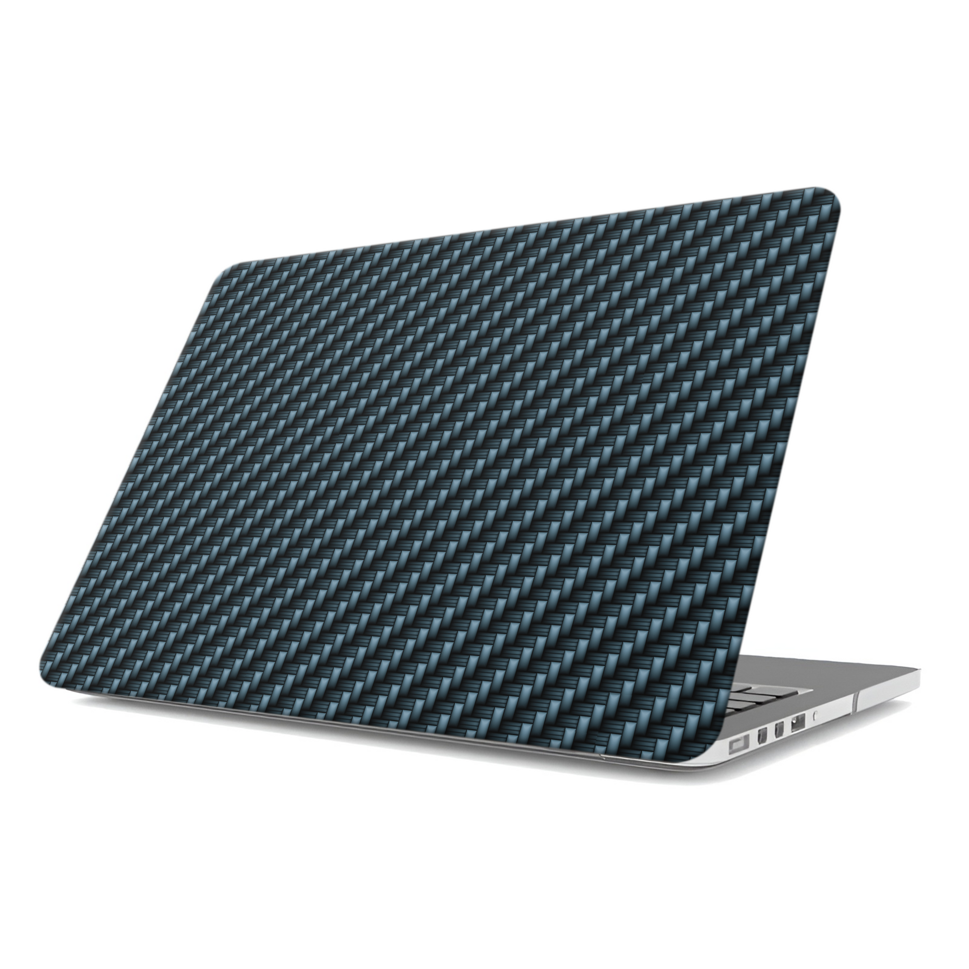 Carbonwave Blue MacBook case with woven carbon style texture and slim matte hard shell design