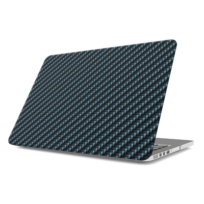Carbonwave Blue MacBook case with woven carbon style texture and slim matte hard shell design