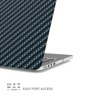 Carbonwave Blue MacBook case with woven carbon style texture and slim matte hard shell design