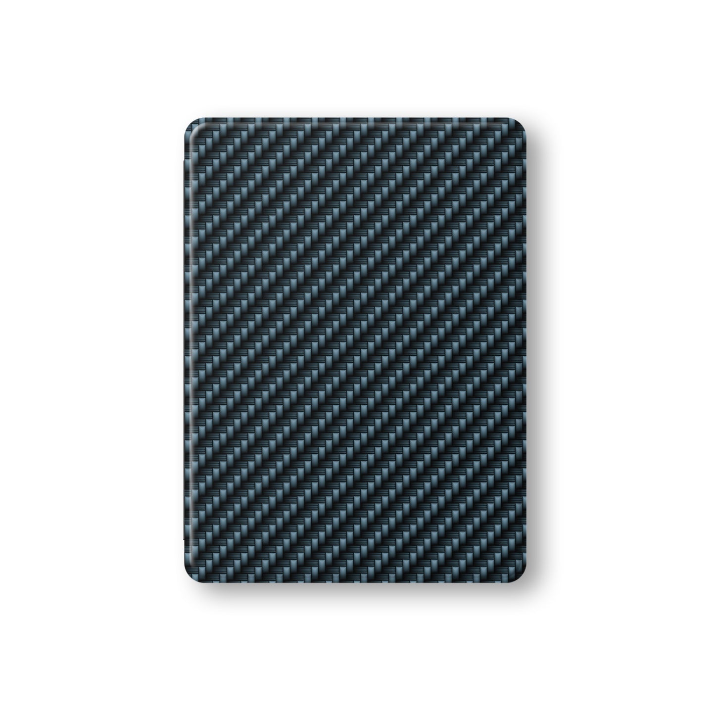 Carbonwave Blue Apple iPad case with woven carbon style pattern, vegan leather finish and Apple Pencil holder