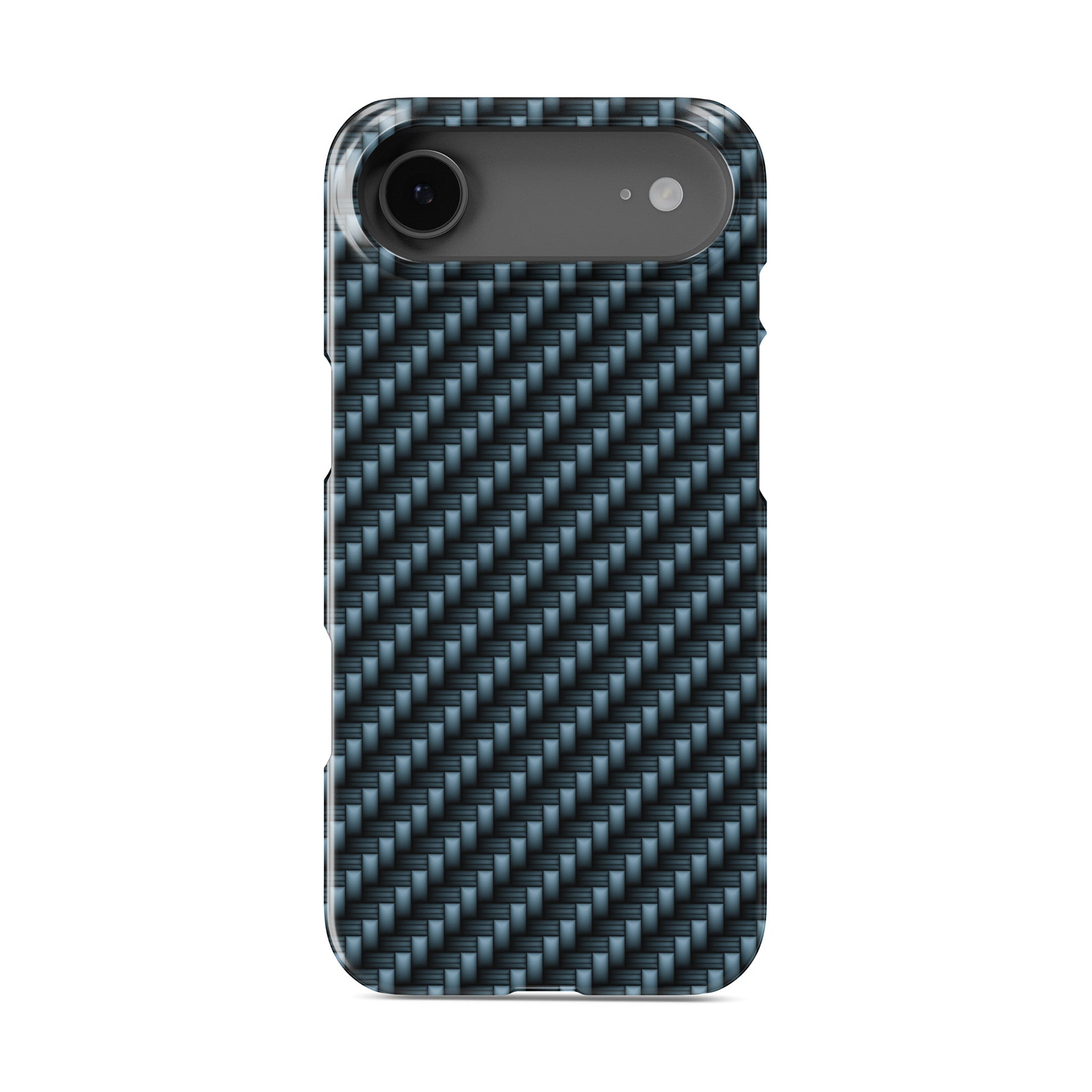 Blue carbon weave slim snap phone case with glossy high definition finish