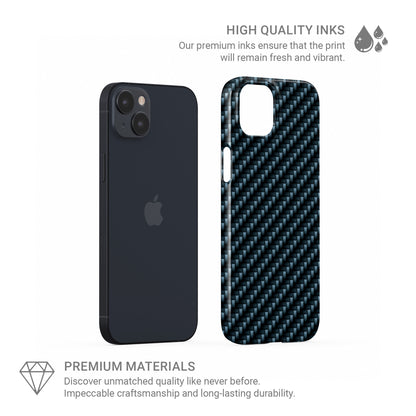 Blue carbon weave slim snap phone case with glossy high definition finish