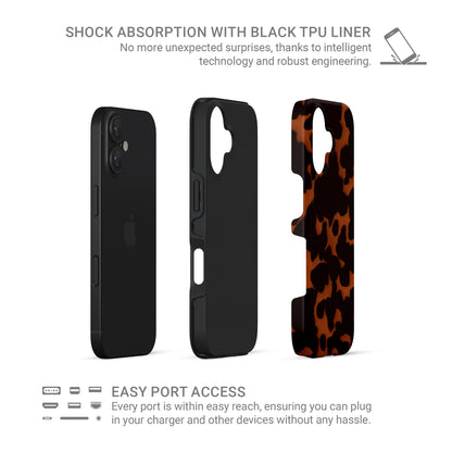 Amber Eclipse tough phone case with tortoiseshell pattern, dual layer build, and glossy finish for everyday protection.