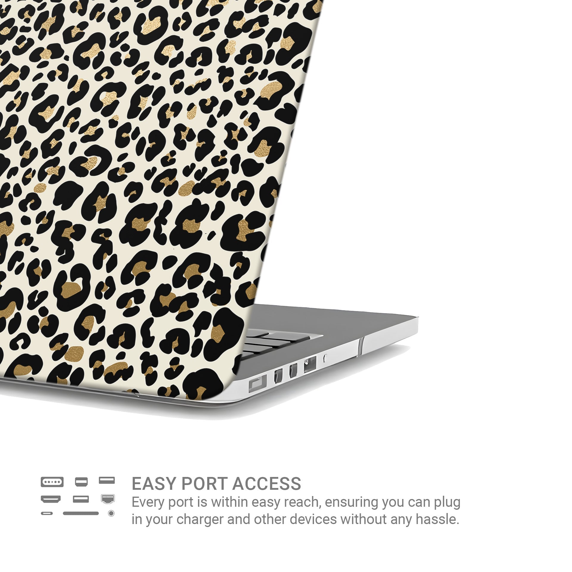 Golden Prowl | Leopard Print Protective MacBook Case - Case & Charm