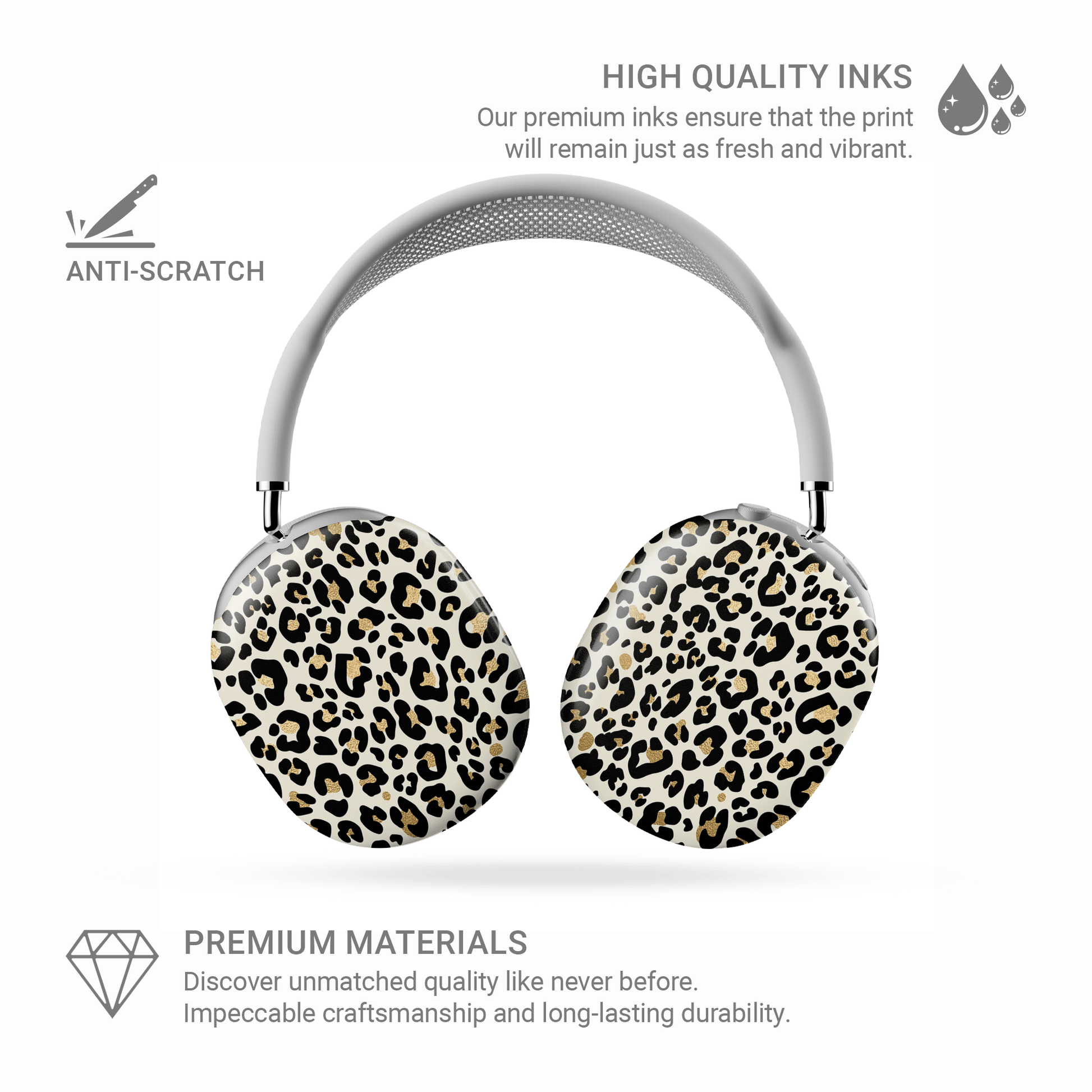 Case and Charm | Golden Prowl Leopard Print Protective Apple AirPods Max Case - Tech Accessories
