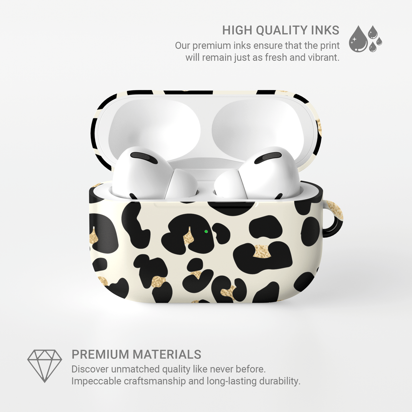 Case and Charm | Golden Prowl Leopard Print Protective Apple AirPods Case - Tech Accessories