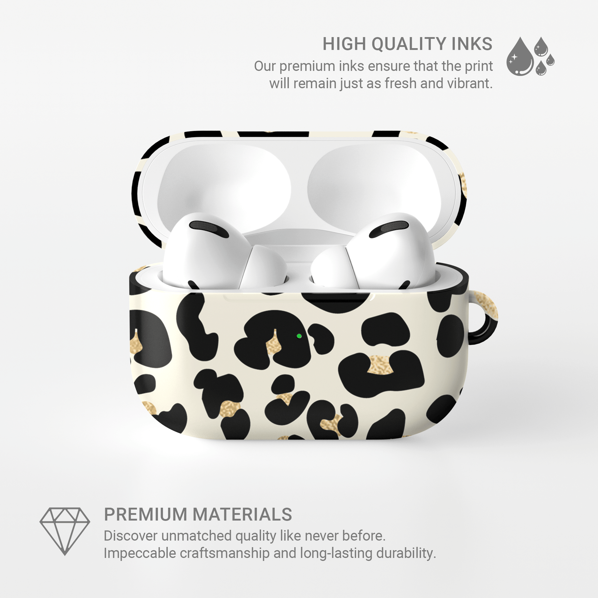 Case and Charm | Golden Prowl Leopard Print Protective Apple AirPods Case - Tech Accessories
